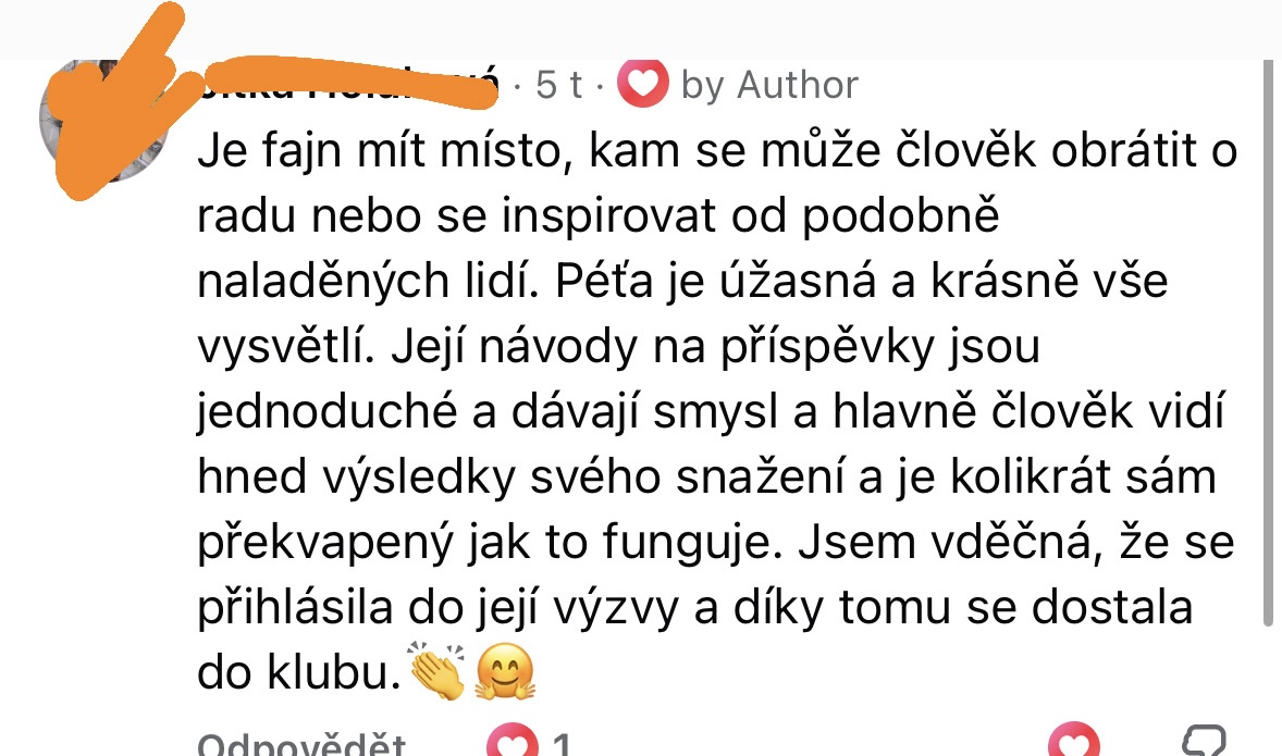 Zpráva od klientky se zpětnou vazbou