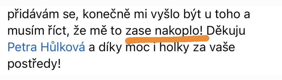 Zpráva od klientky se zpětnou vazbou