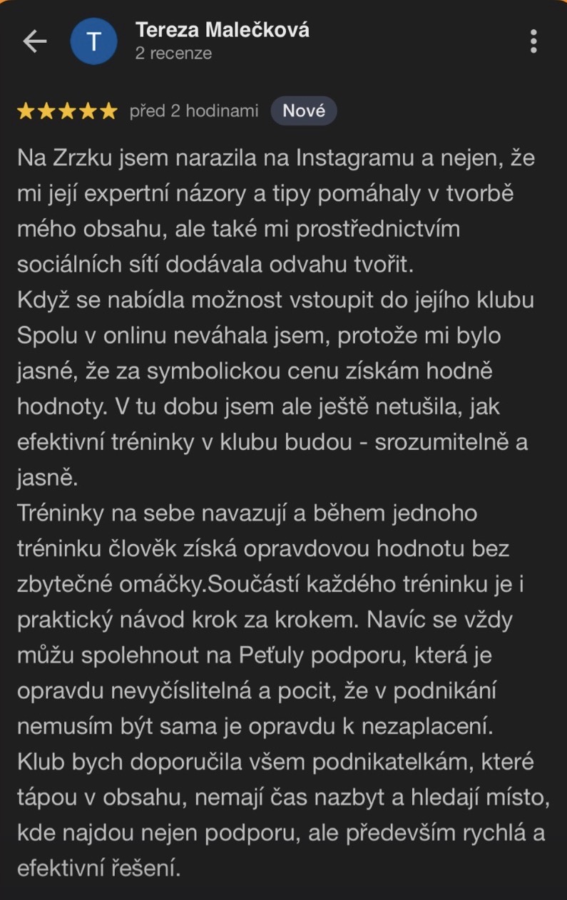 Google recenze klienta