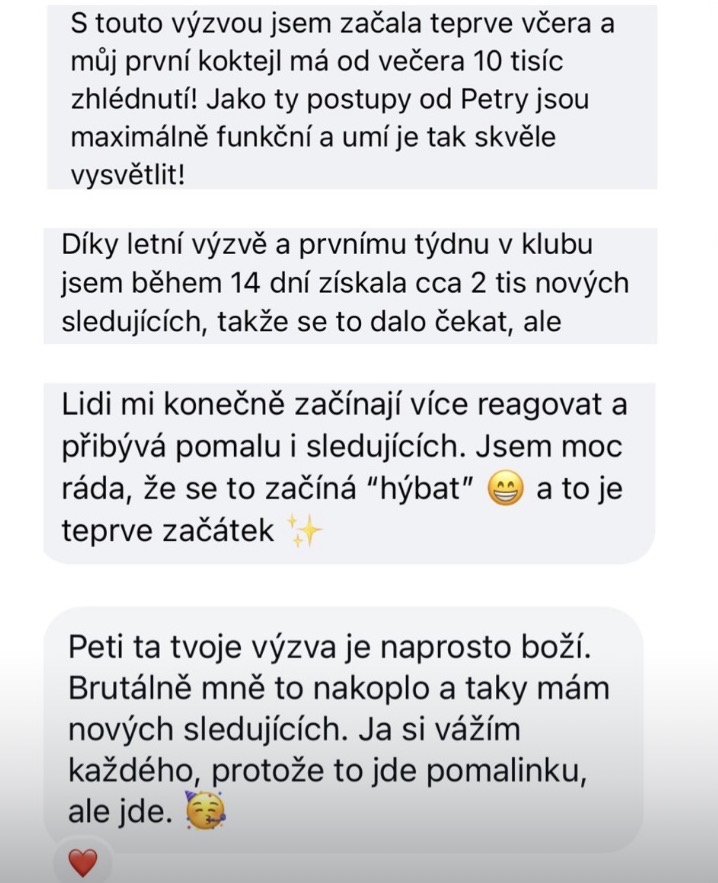 Zpráva od klientky se zpětnou vazbou
