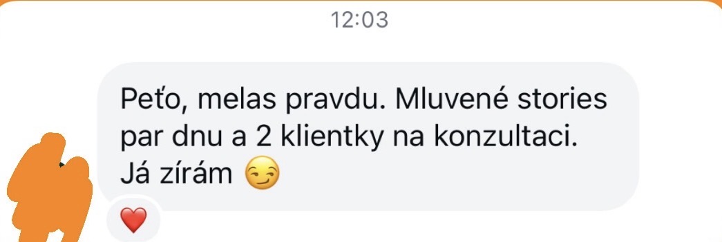 Zpráva od klientky se zpětnou vazbou