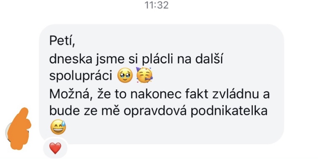 Zpráva od klientky se zpětnou vazbou