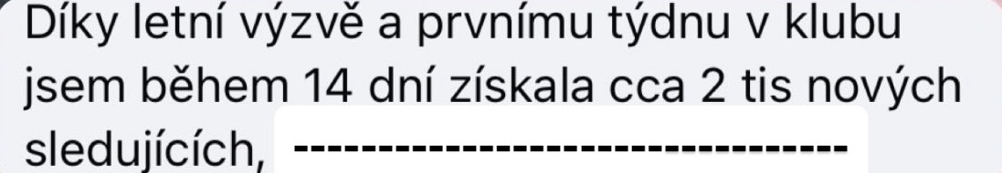 Zpráva od klientky se zpětnou vazbou