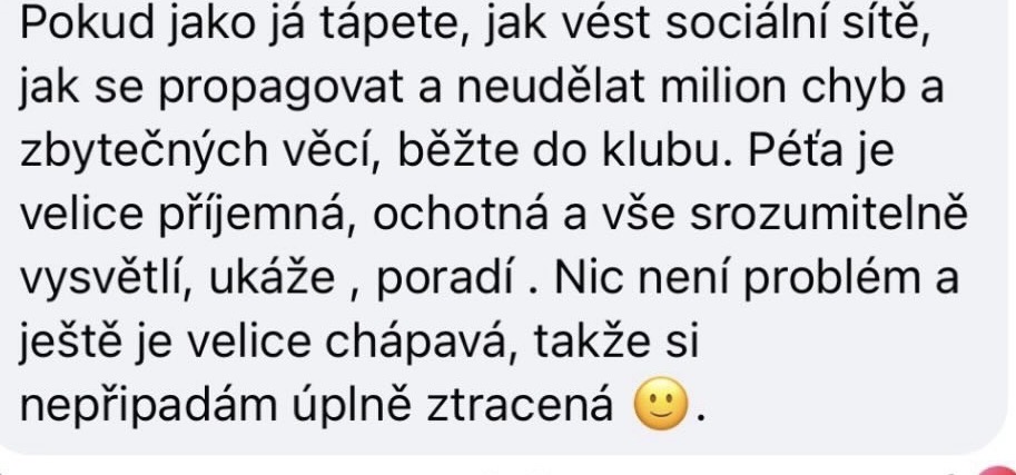 Zpráva od klientky se zpětnou vazbou