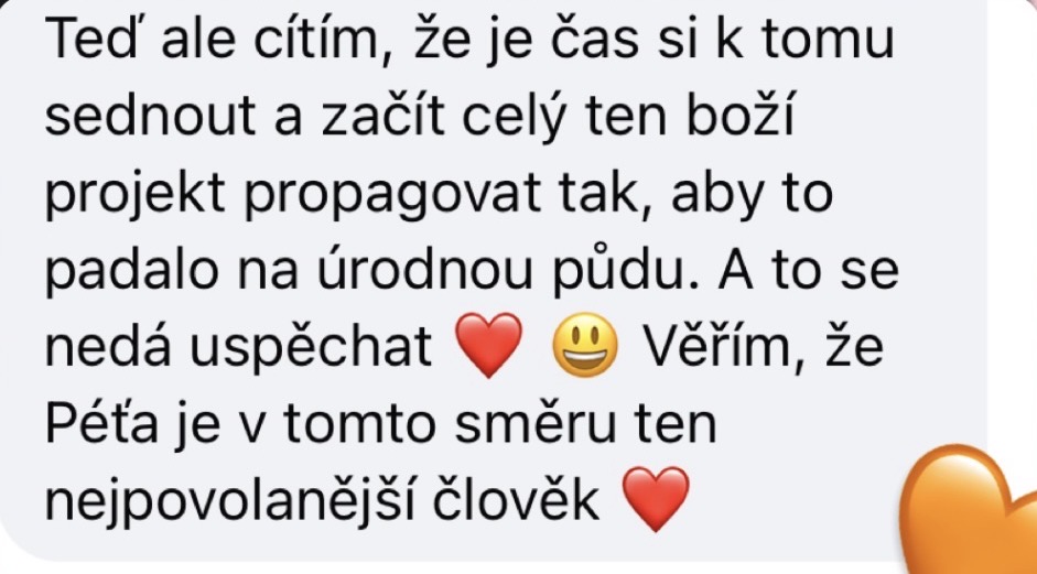 Zpráva od klientky se zpětnou vazbou